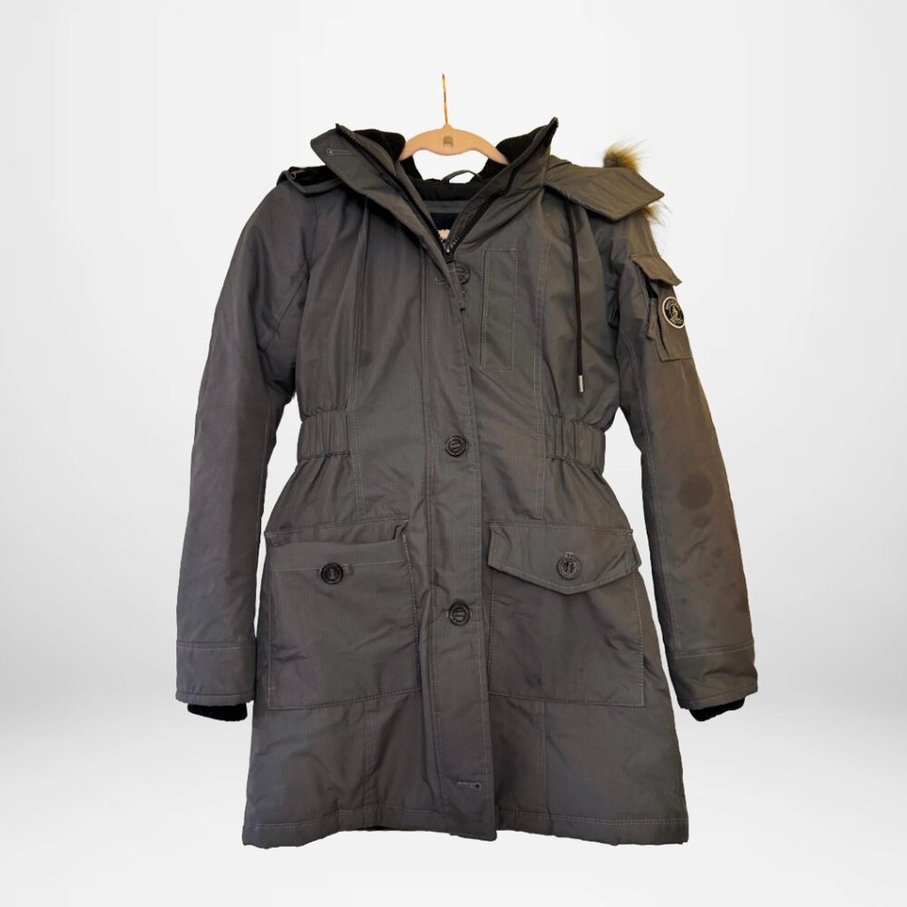 Abercrombie & Fitch Y2K Parka — Gray Faux-Fur Hood